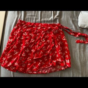 Floral Print Wrap Skirt